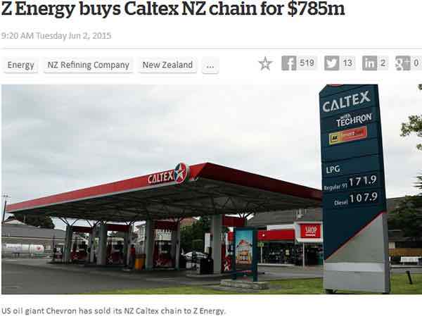 Z Energy7.85亿大手笔收购Caltex NZ